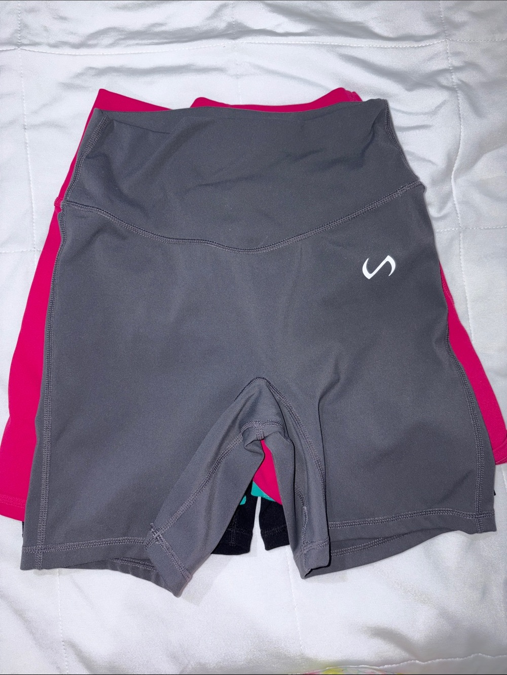 High-Waist Gray Bike Shorts